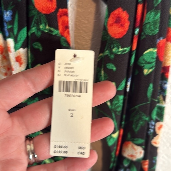 Anthropologie Black Lacy V Neck Dark Floral Butterfly Print Dress Size 2 NWT - Picture 4 of 10